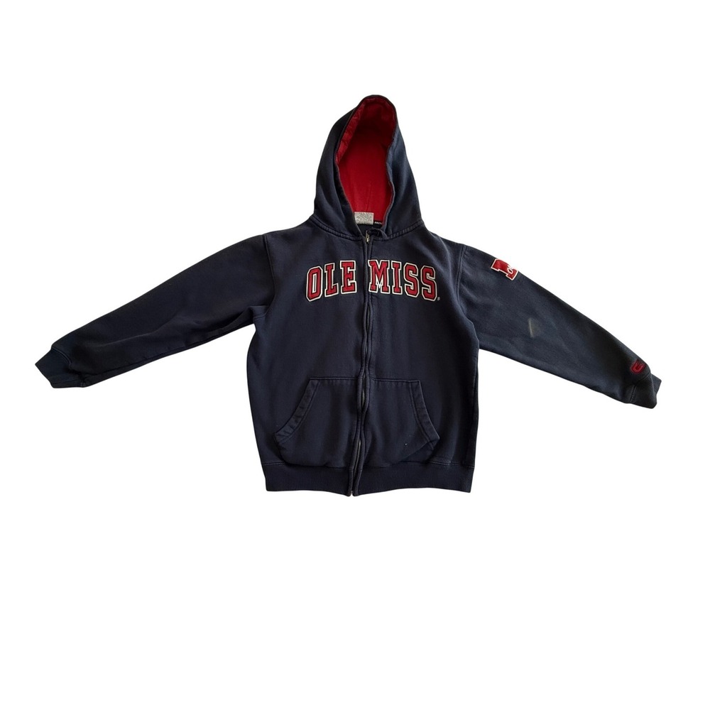 Youth Medium Ole Miss Rebels Navy Red Zip Up Hoodie Colosseum Athletics YM 12-14